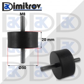 Антивибрационен тампон М 8 х Ø 50 х 20 mm Антивибрационен тампон М 8 х Ø 50 х 20 mm